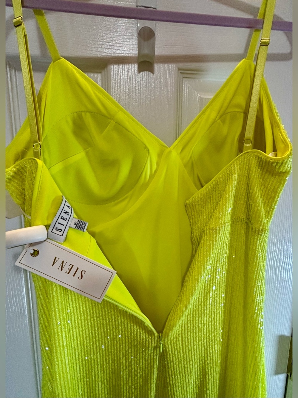 Siena Sequin Mesh Sheath A-Line Dress Citrus Size 10 - Picture 3 of 8